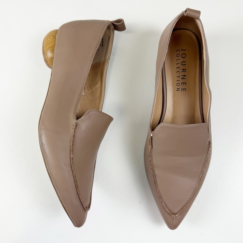 Journee Collection Maggs Loafer Size 8 Taupe Slip On Pointed Toe Low Heel